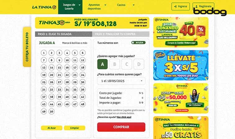 La Tinka: reglas, horarios y precios