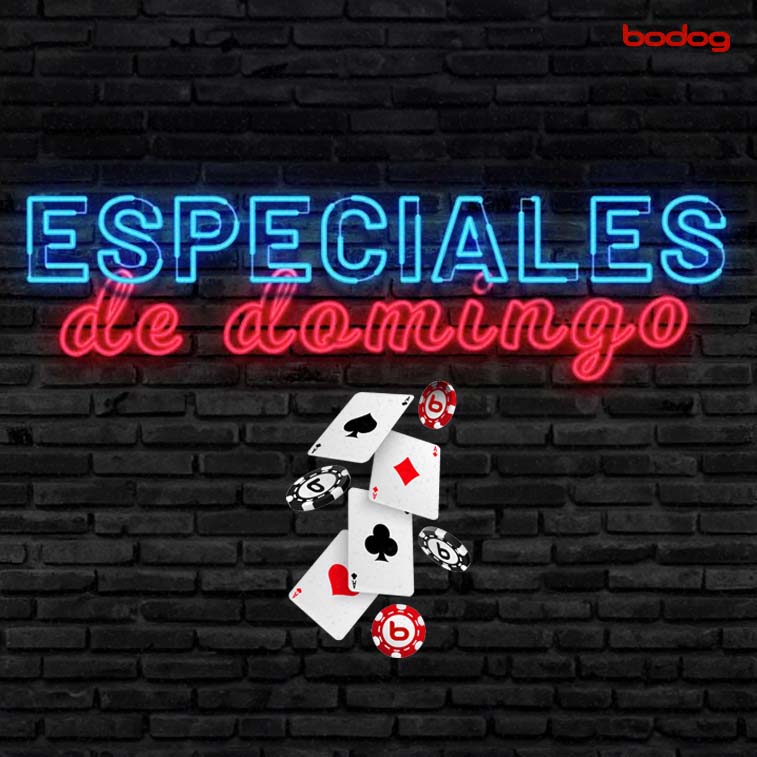 letrero de neon con palabras Especiales de domingo y fichas